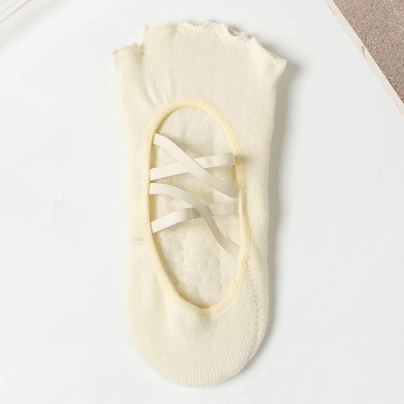 

Летние носки для йоги с открытой пяткой и пальцами, профессиональные, для пилатеса, балета, танцев, колготки, нескользящие, низкие, с пятью пальцами, хлопковые, дезодорирующие Open toe beige