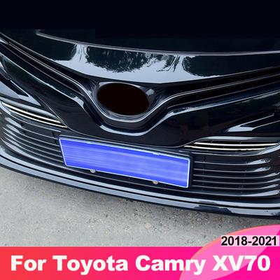 Calandre de course avant de voiture en acier inoxydable, couvercle moulé, filet central, bande de garniture de ventilation pour Toyota Camry 70 XV70 2018