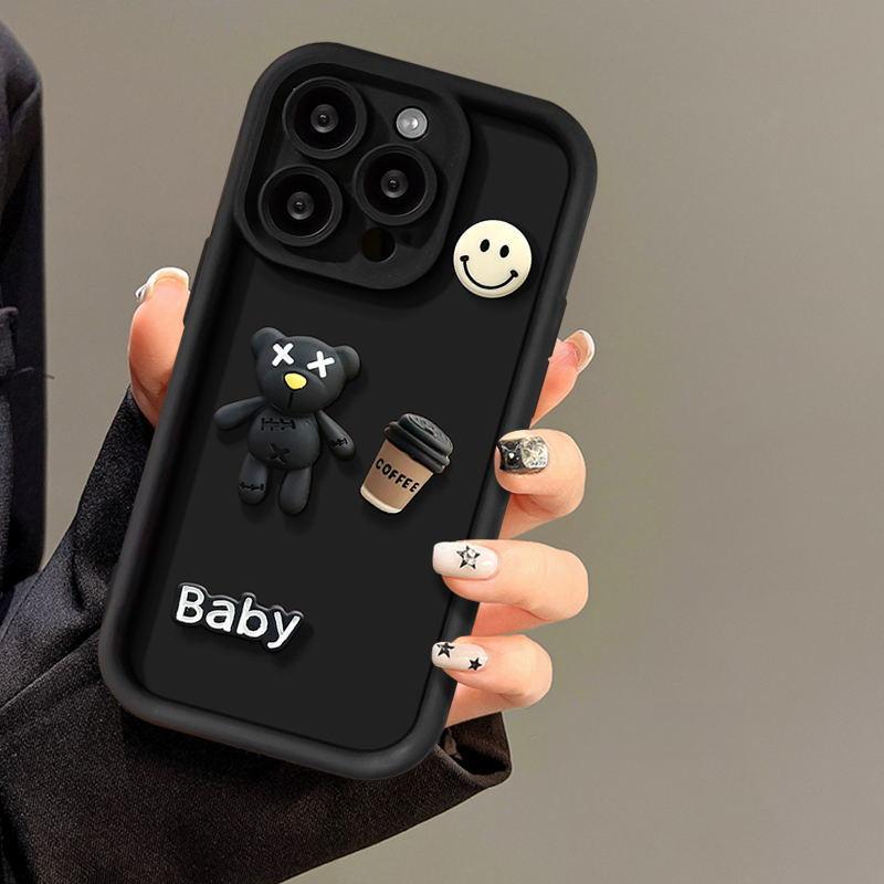 Applicable To IPhone 15 Mobile Phone Case Bear Doll 13 Luxury Apple 16 Promax Creative 14 Anti-fall Women