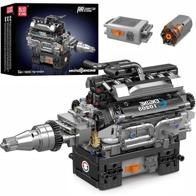 MOULD KING 10205 Technické díly pro auta Hračky Motorizované RR Vintage Auto V12 Motor Stavební kostka Cihla Dětský vánoční dárek