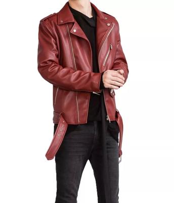New Men Jacket Maroon Genuine Lambskin Real Leather Handmade Lambskin Soft Stylish