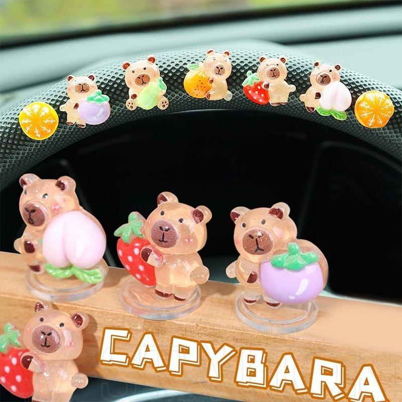 5Pcs Cartoon Fashion Capybara Car Interior Dashboard Doll Ornaments Cute Creative Capybara Car Decoration Accessories Gifts