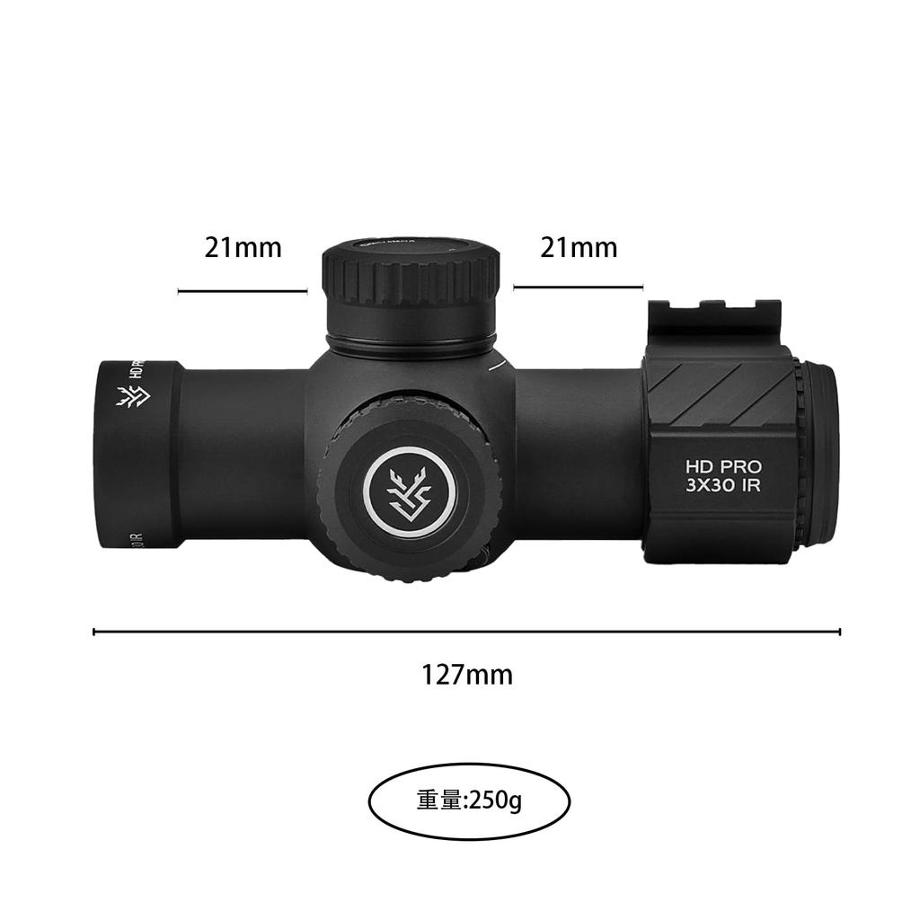 SWAMP DEER OPTICS Riflescope, 3x30IR Fixed Magnification, Short Scope, IPX7 Waterproof Sight (Black)