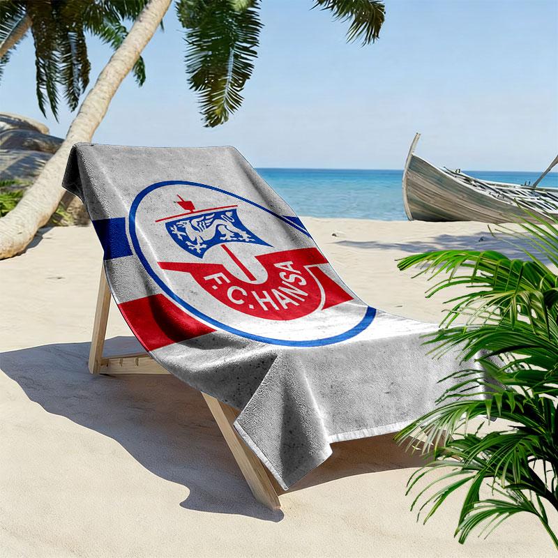 Asciugamano da Spiaggia Stampato FC Hansa Rostock, Asciugamano Grande Morbido Asciugatura Rapida per Spiaggia Campeggio Nuoto