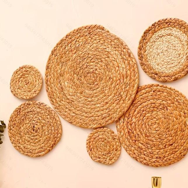 Handmade Bohemian Woven Grass Wall Basket Set - Perfect for Living Room and B&B Entrance Decor