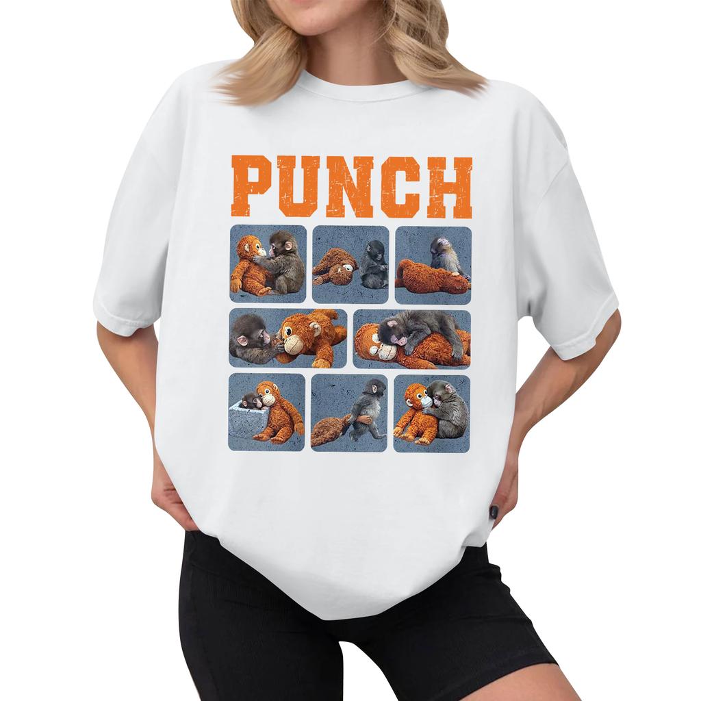 Women's Casual Printed T-Shirt Round Neck Pullover Short Sleeve Top