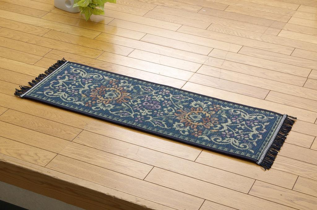 IKEHIKO Corporation "F Vivian" Entrance Mat, Made In Japan with Igusa Grass, Blue, Approx. 30 X 90 Cm (Urethane Backing)