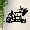 Vintage Elk Forest Metal Wall Art Sculpture Rustic Decor