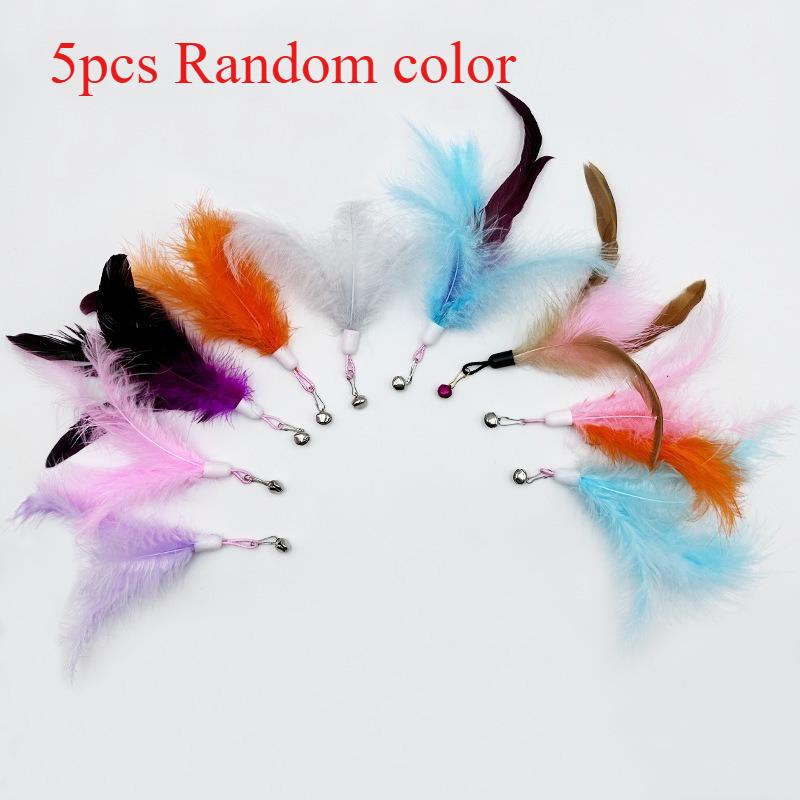 3/5/10pcs Pet Cuddly Stick Feather Bell Replacement Head Pet Plush Toy Cuddly Cat Toy Relief Interactive Toy Cat Toys Pet Toys