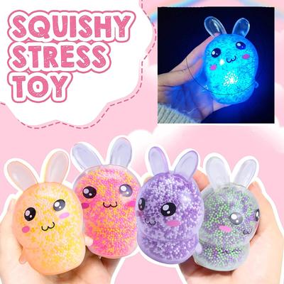 1-6 Stück Große Squishy Hase Stressbälle mit Licht Kinder Fidget Spielzeug Stressabbau Spielzeug Mädchen Hase für Osterkörbchen Füllungen