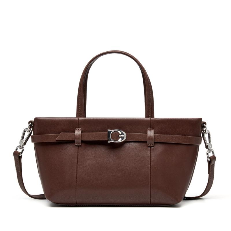 

Сумка из коровьей кожи женская весна и лето новая ретро деловая на плечо мессенджер женская сумка сумка-корзина из натуральной кожи bag mouth 28 bottom length 22 * 8 * 15 кофейный