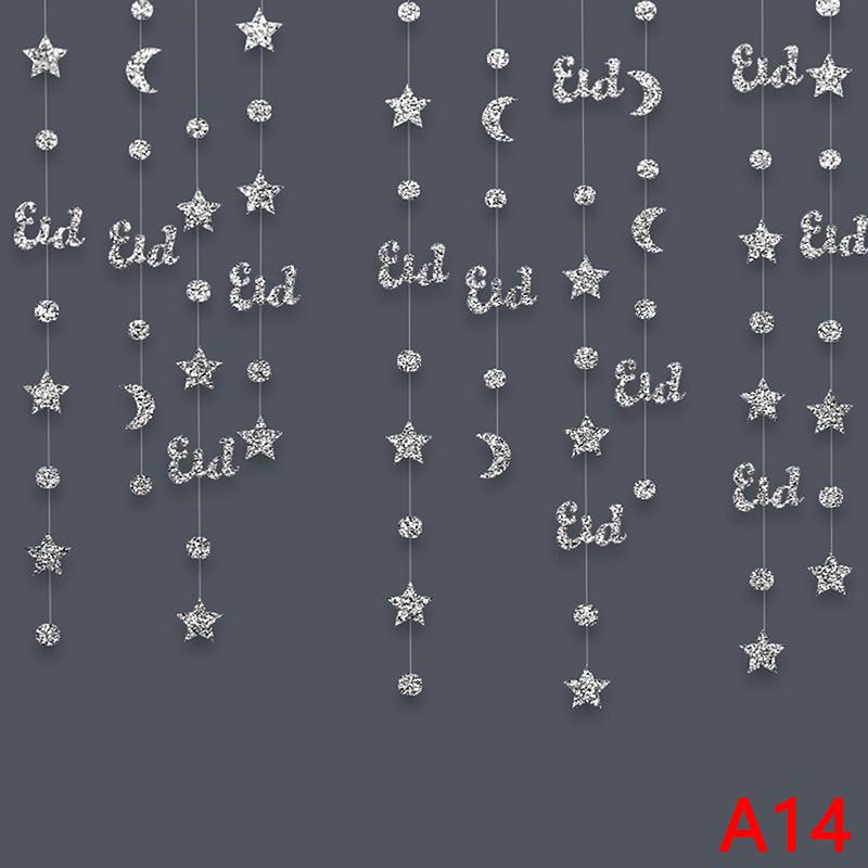 DIY Heimdeko Eid Mubarak Banner Ornamente Ramadan Kareem Hängegirlande Islam Muslim Hängender Streamer Zugflagge