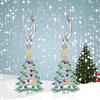 Huitan Exquisite Christmas Tree Pendant Earrings Female Party Accessories with Bright Zirconia Silver Color  for New Year