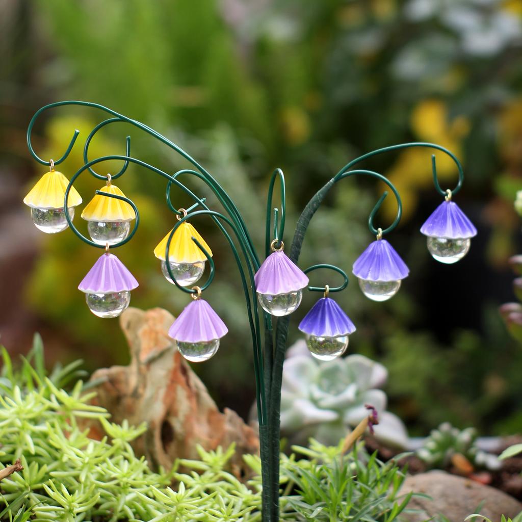 9 colorful fan-shaped garden bonsai plugins, fake flower plugins, crystal clear water droplets, carefully prepared gifts