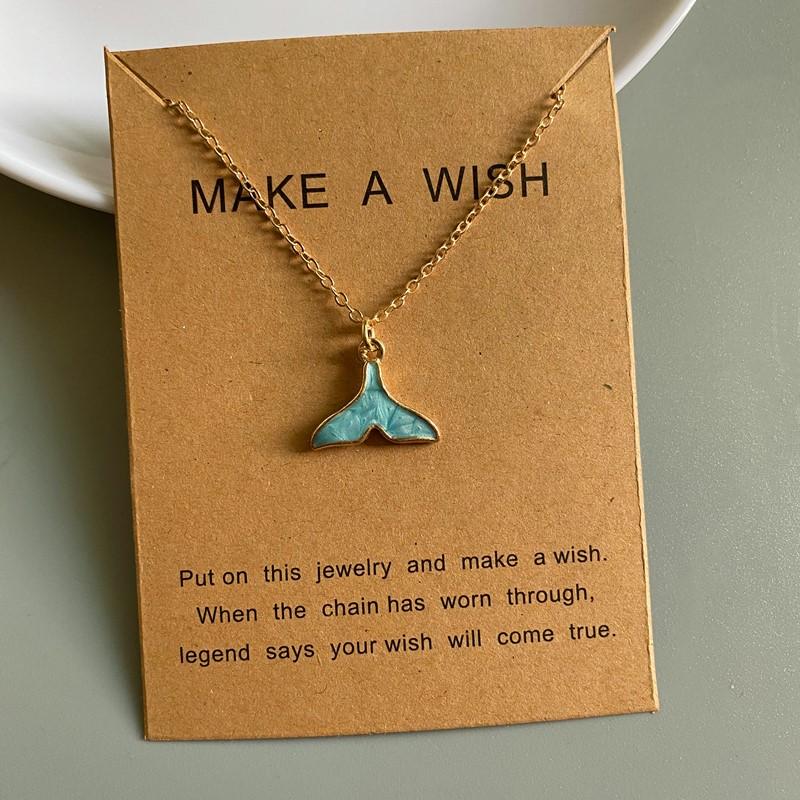 

New Fashion Whale Taile Pendant Necklace Blue White Pink Black Color Women Choker Jewelry Gift for Friend Golden Color Necklace светло-синий