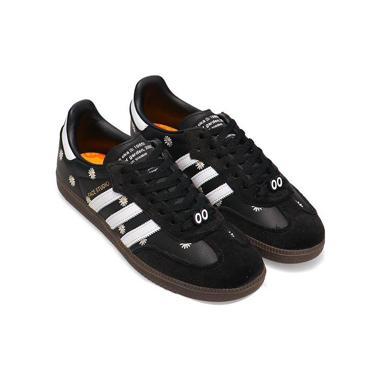 Atmos x FACE x adidas Samba OG Baskets Unisexe Broderies de Marguerites Noir Noir Core Blanc Chaussures H03848
