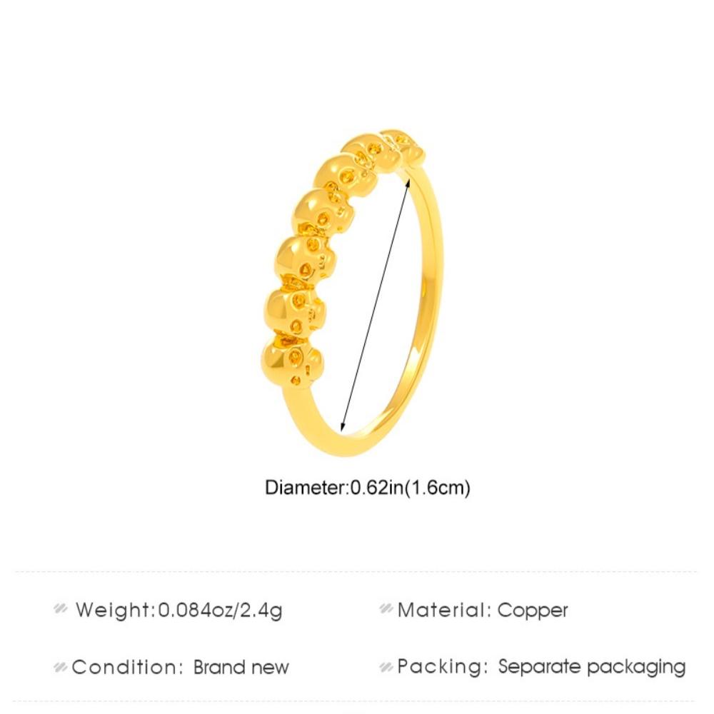 Retro Personality Gold Color Seven Skulls Arrangement Rings for Women Men Halloween Fashion Design Sense Jewelry Accessory Gifts