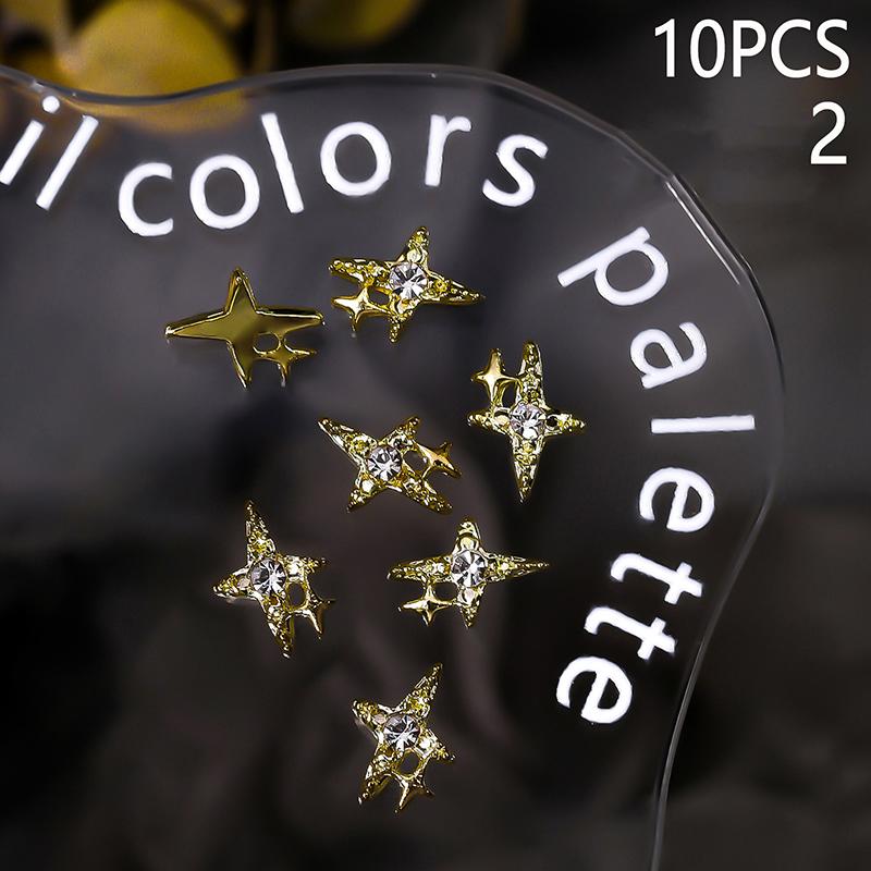 10 st 3D-legering Asterism Nagelhängen Dekorationer Stjärntillbehör Glitter Nageldelar Nagelkonst Material Tillbehör