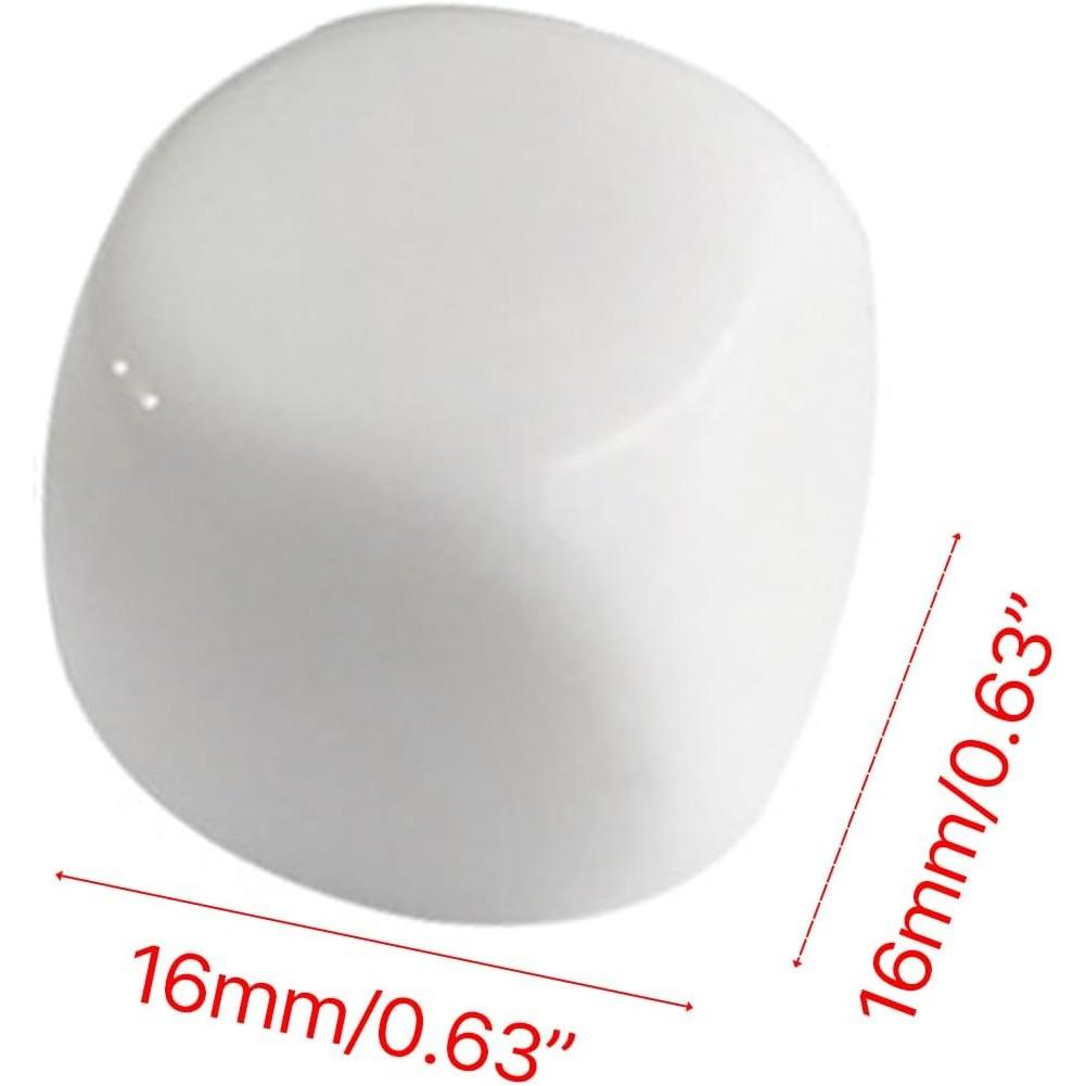 10Pcs White Dices Cube Six Sided Dices with Round Corners 16MM Acrylic Dices for Classroom Board Game Sticker