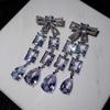 Luxury Commute Bow Drop Zirconia Full Diamond Earrings Long Dangle Earrings for Women