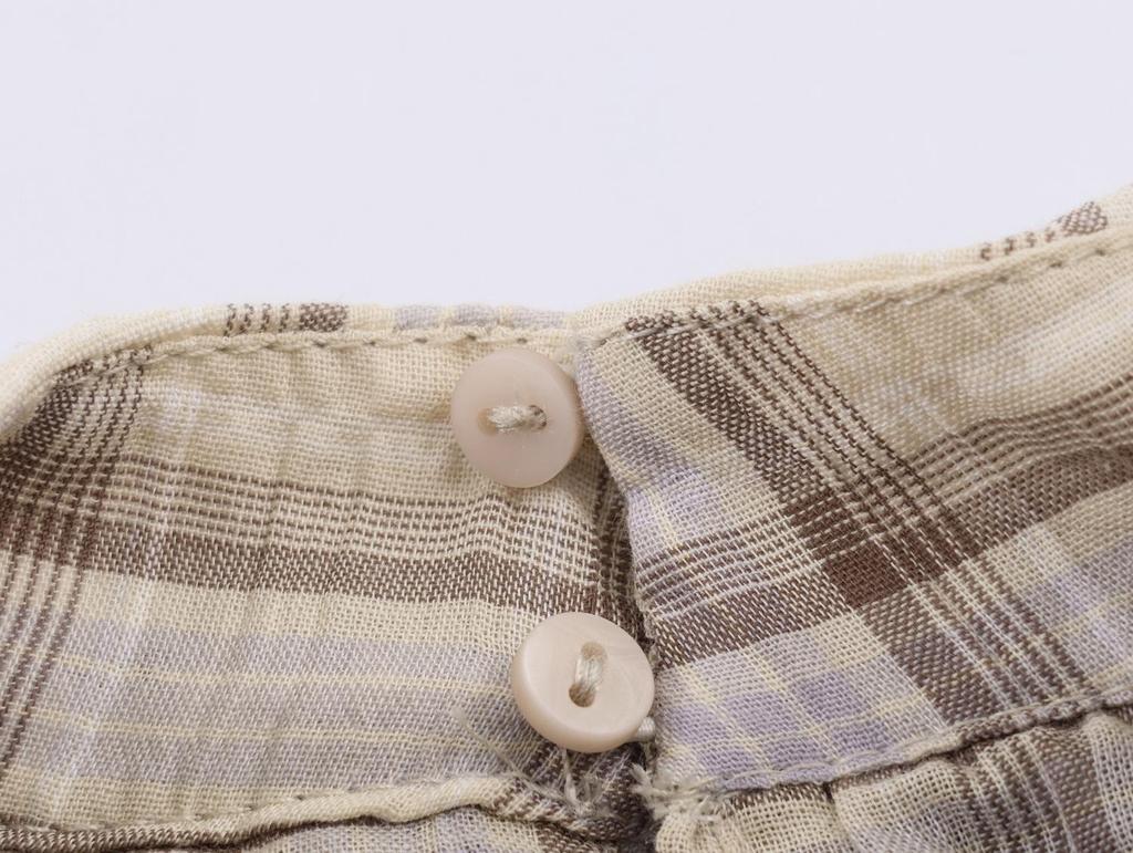 Women's Plaid Layered Short Top - Loose, Lazy Style Design (2171018)