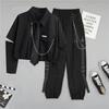 Summer Overalls Suit Female Students Korean Version of Loose Design Shirt High Waist Handsome Overalls Two-piece Suit