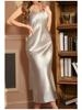 Yaoting Women's Ice Silk Pajamas - Long Sexy Camisole Nightgown for Summer and Autumn