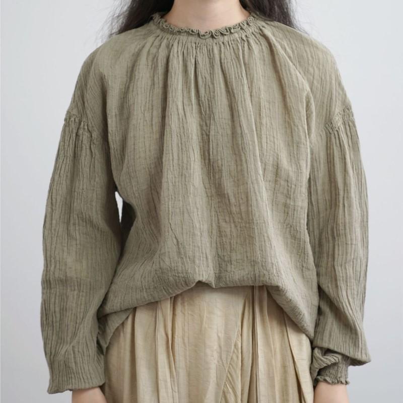 Johnature Women Vintage T-Shirts Solid Color Spring Long Sleeve O-neck Chinese Style Female Loose T-Shirts