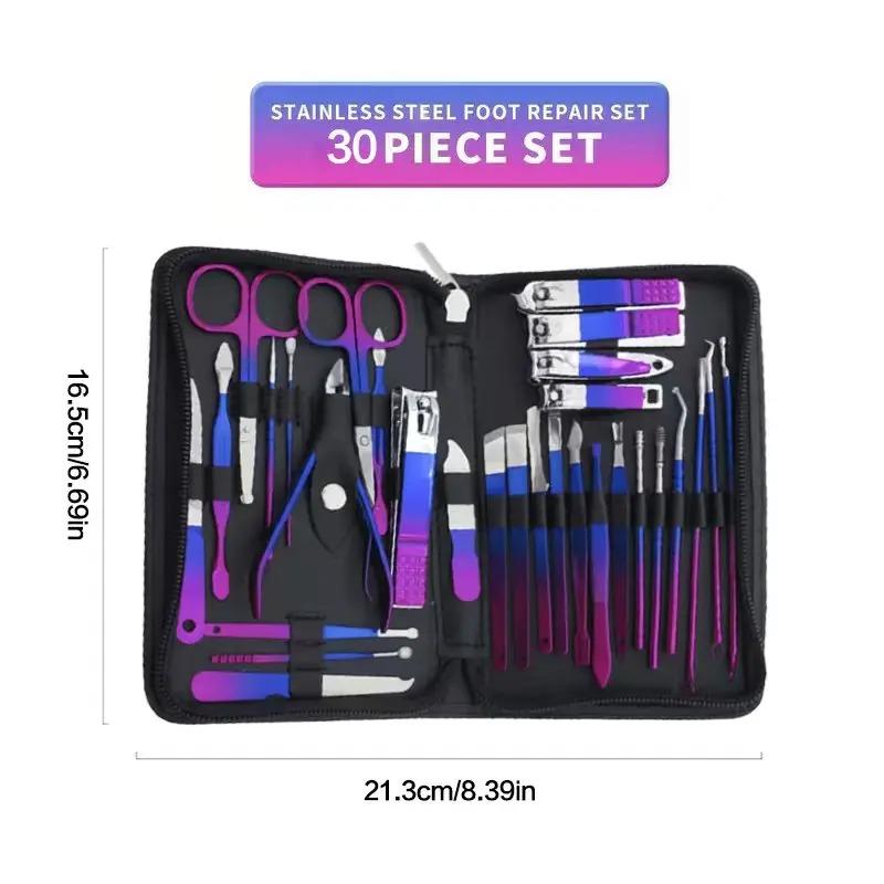 6-18pcs Set Professional Stainless Steel Manicure & Pedicure Kit Precision Nail Care with Travel Case with Nail Clipper Scissor