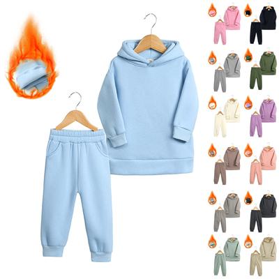Kinderanzug für Jungen und Mädchen, Winter, Langarm, Plus-Fleece-Kapuzenpullover, warme Kapuzenhose, Sportanzug