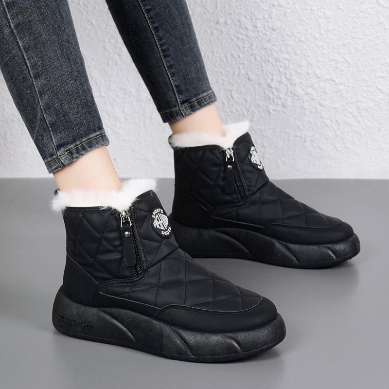 34-42 Women's Winter Plus Size Fashionable Double Zipper Thick Soled High Top Cotton Shoes Women's Snow Boots
