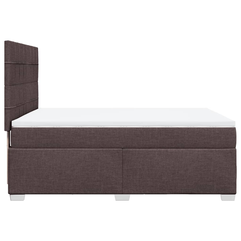 Box Spring Bed with Mattress Dark Brown 140 X 200 Cm Fabric