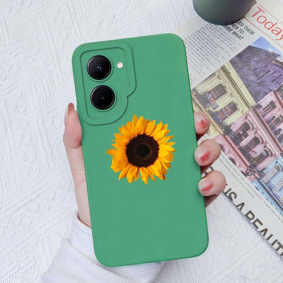 Case For OPPO Realme C33 C35 C55 C11 12 15 17 20 30 Realme GT2 Pro Fashion Sunflower Butterfly Liquid Silicone Soft TPU For Realme Coque Fundas Bumper