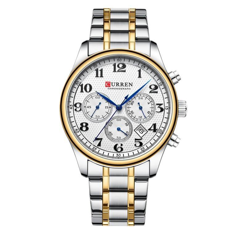 CURREN 8466 Men's Multifunctional Steel Chronograph Quartz Watch