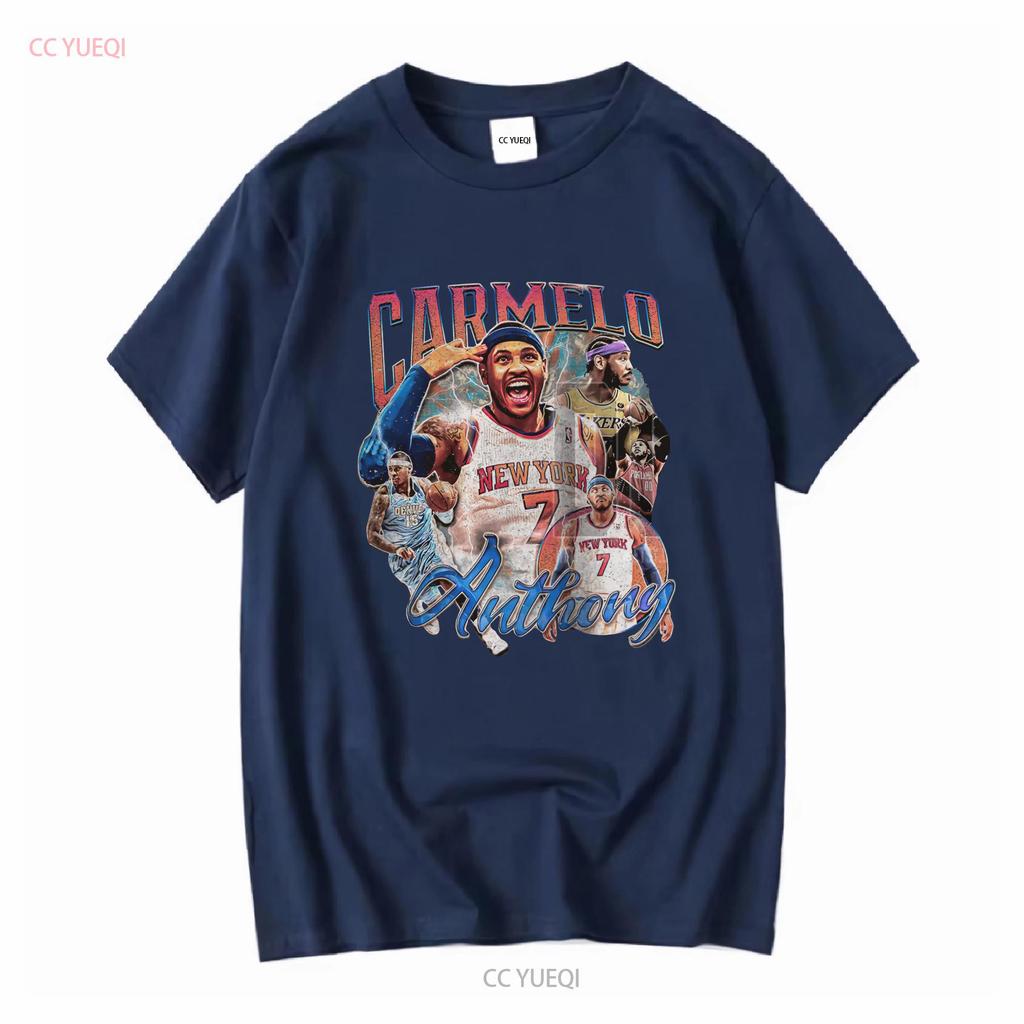 T-shirt Carmelo Anthony Pallacanestro Classica Anni '90 manica lunga o corta vintage Lavata Versatile Unisex Morbida Elasticizzata
