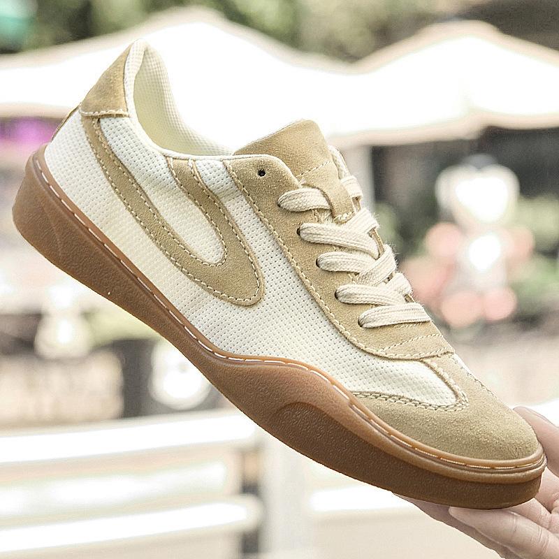 Men's shoes 2025 summer new youth leather lace-up sports board shoes versatile trend low-top flat casual shoes