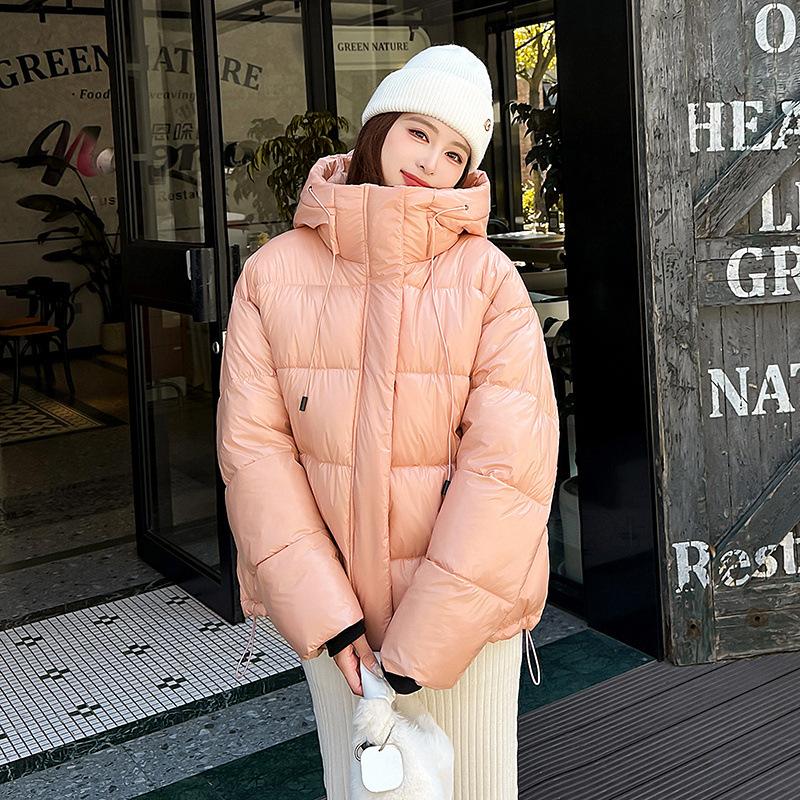 Fluffy jacket new winter short women's hooded cotton clothes glossy leave-in bread clothes thickened