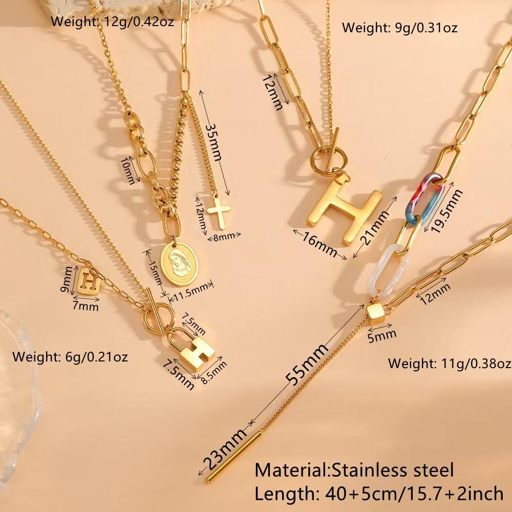 Stainless Steel 18K Gold Plated Sporty Letter Necklace Multi-style High-grade Box Chain Human Shape Women Micro Insert Dongguan