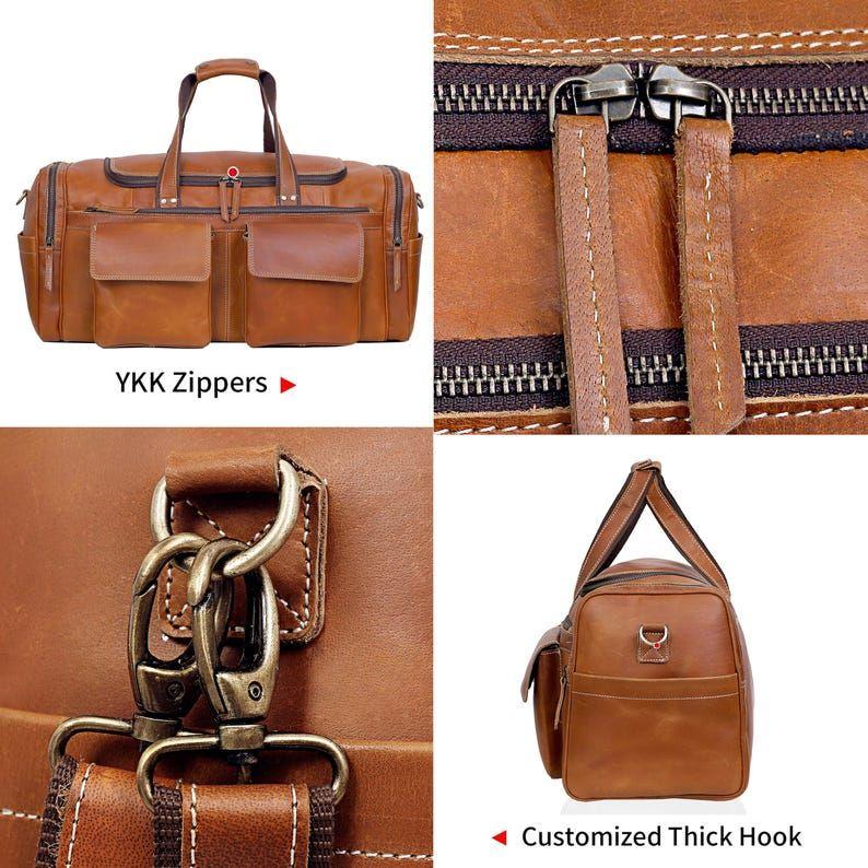 Handmade Leather Duffle Bag Leather Travel Duffel for Men Overnight Weekender Duffel Leather Holdall Bag Vacation Duffel Bag Gift for Him
