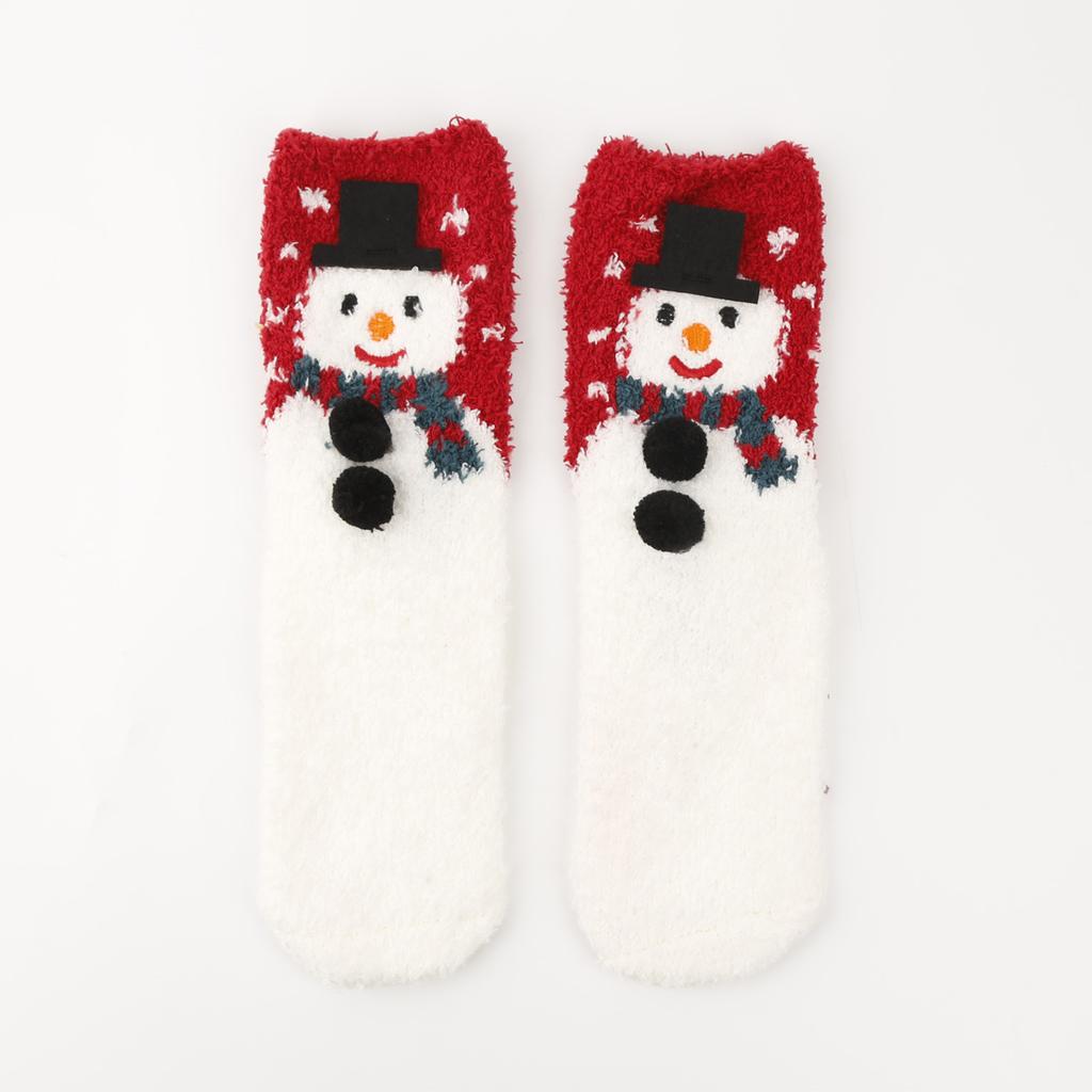 Ladies' Christmas Socks Christmas Tree Socks Thickened Warm Coral Velvet Sleep Socks Cartoon Elk Snowman