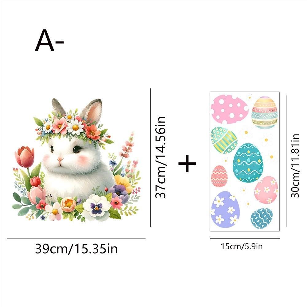 Self-Adhesive Flower Rabbit Sticker Easter Festival Party Sticker New Wall Decal  Glass Decoration