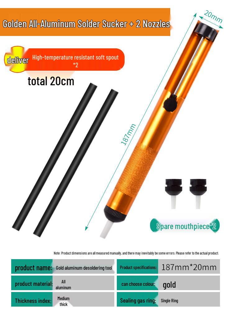 Powerful Large Manual Vacuum Desoldering Pump with Automatic Rebound and Soldering Nozzle