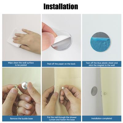 Clips Magnéticos para Cortinas Desmontables Clip Fijador Rápido para Cortinas Fácil de Instalar Hebilla Magnética Montada en la Pared para Cortinas 1-8 Pares