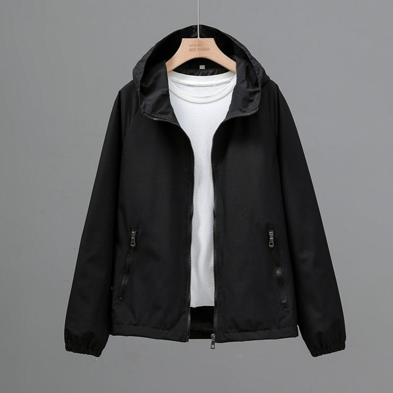 Spring and Autumn Jacket Women's Short Casual Jacket Loose Large Size Hooded Top Thin Jacket