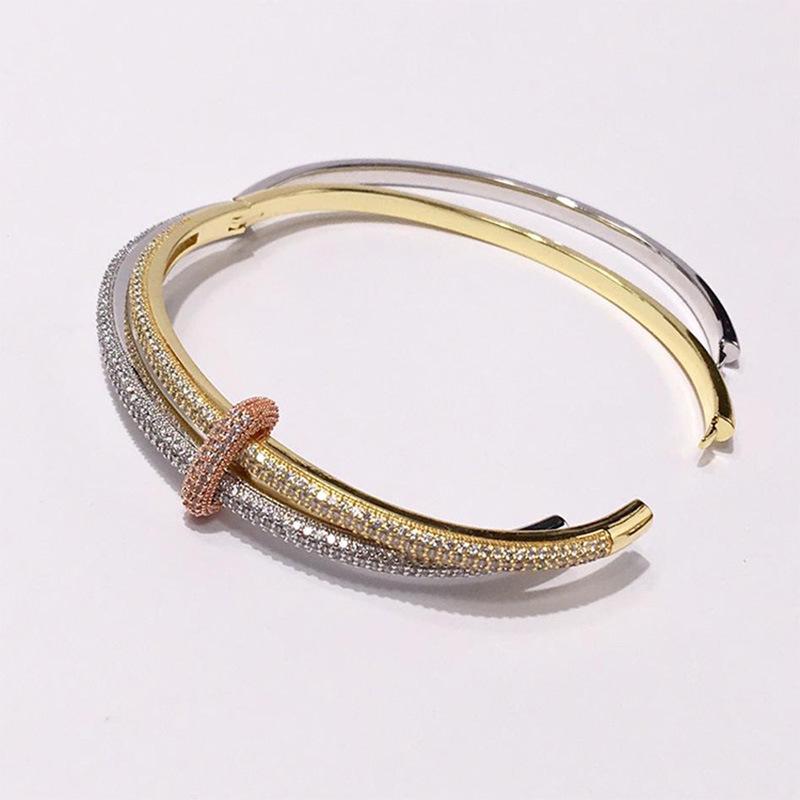 Diamond-Studded Double-Circle Detachable Double-Ring Bangle - High-End European & American Fashion for Women