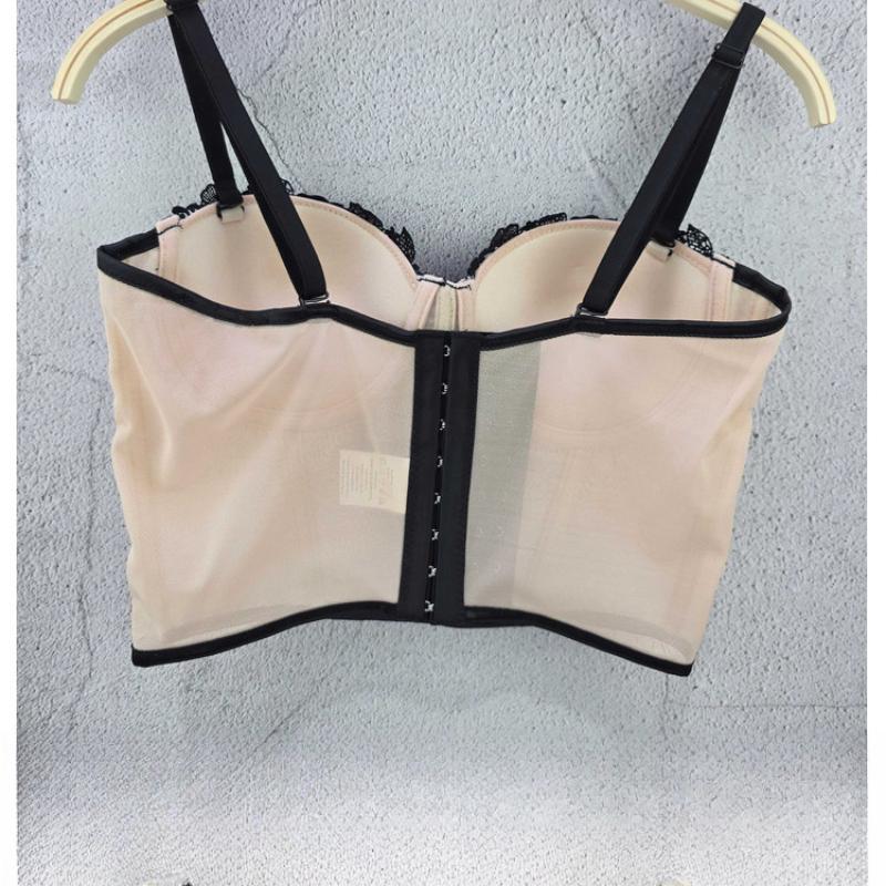 Versatile Fitted French-style Bra Tank Top Slimming Bra with A Waist-cinching Design Ultra-thin Contrasting Lace Sensual Style Corset Tank Tops