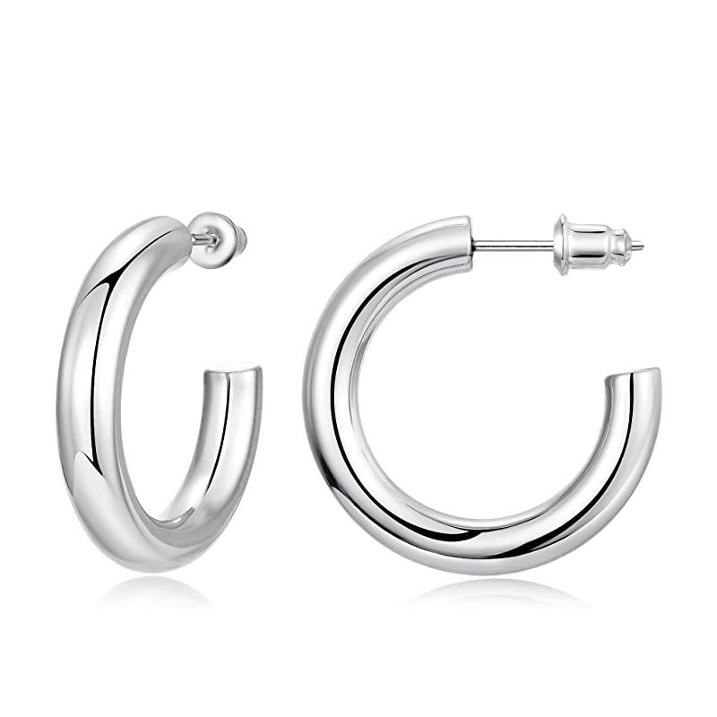 

Korean Titanium Steel Hollow Earrings: Versatile Classic Hoops & Dangle Accessories Classic Hollow 5×15mm серебряный
