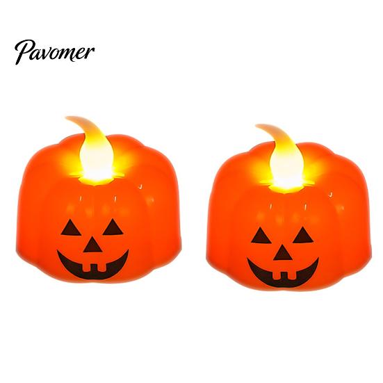 Reusable Holiday Scene Decorations 2Pcs Halloween Pumpkin Flameless Candles, Battery Operated LED Candle, Decorative Candles Atmosphere Lighting