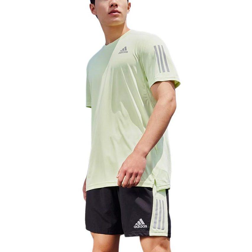 Adidas T Shirts Men's Green Crew Neck Moderate Straight Fit HB7441