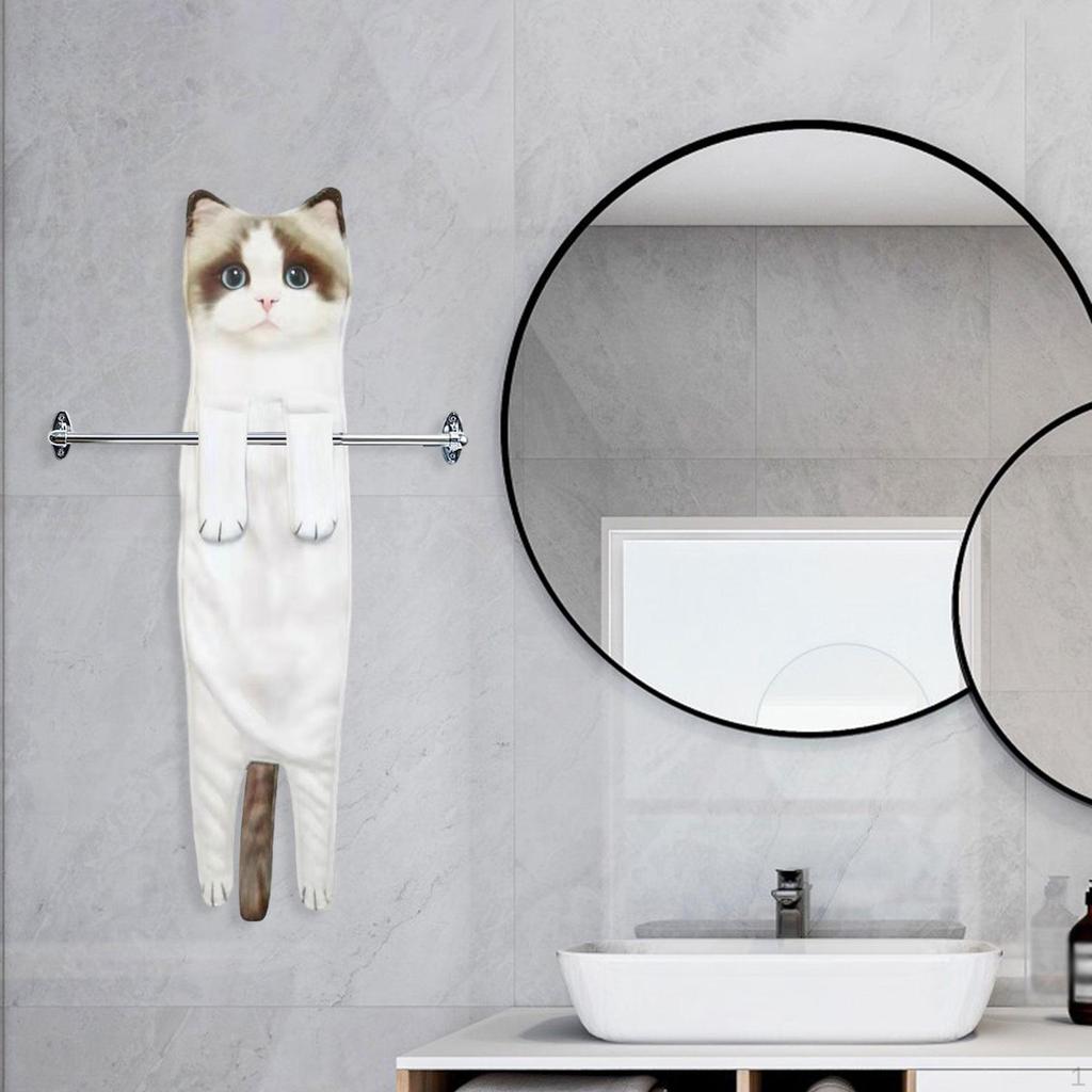 Cat Funny Hand Towel Absorbent Cartoon Cute Washcloths Drying 13x55cm for Gifts